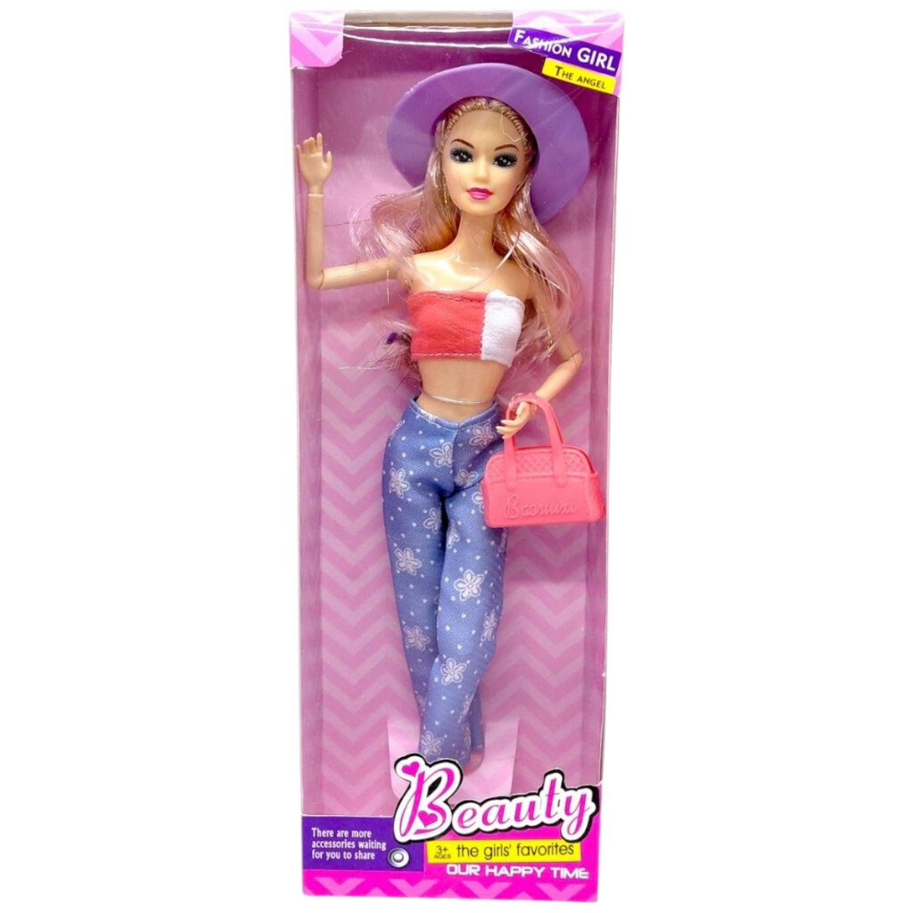 Кукла, типа Барби, в стильной одежде, джинсы в цветочек, Mic - № 1 Кукла, типа Барби, в стильной одежде, джинсы в цветочек, Mic - № 1