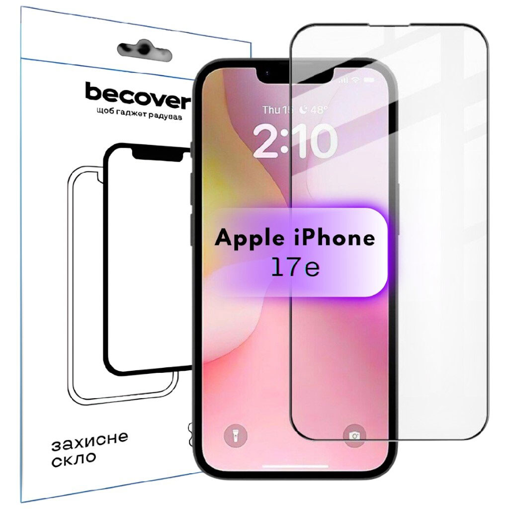 Захисне скло Apple iPhone 17e, BeCover, Чорний - № 2 Захисне скло Apple iPhone 17e, BeCover, Чорний - № 2