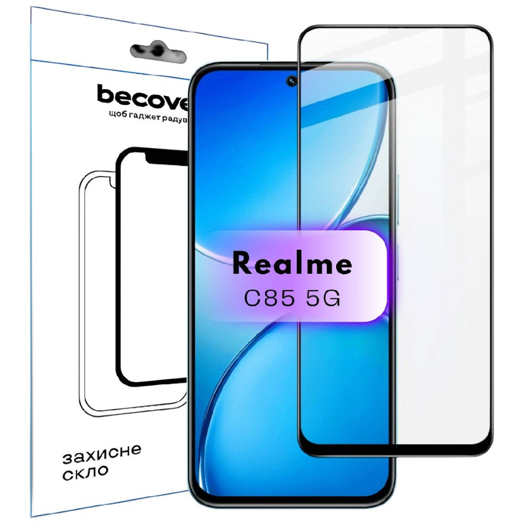 Защитное стекло OPPO Realme C85, BeCover, Черный - № 2 Защитное стекло OPPO Realme C85, BeCover, Черный - № 2