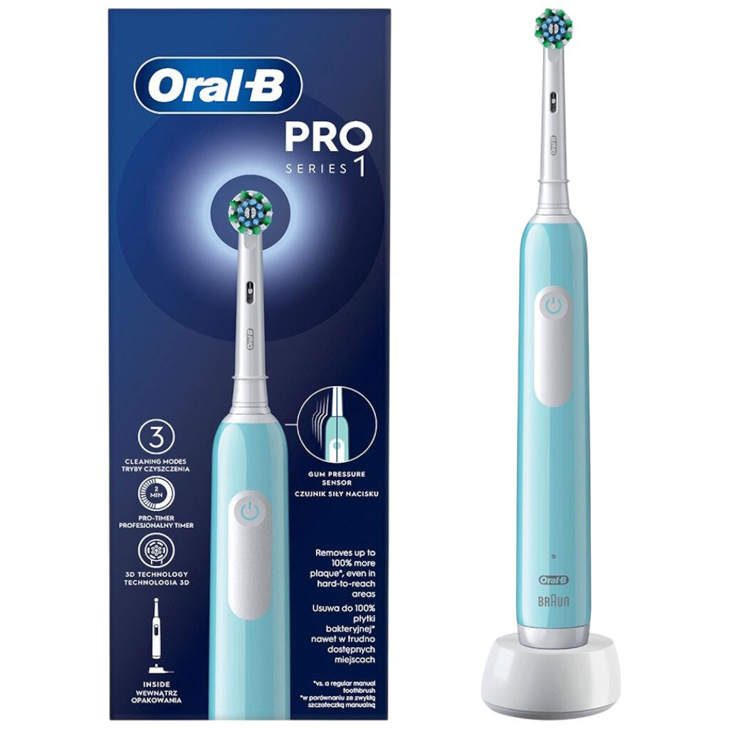 Зубная электрощетка Braun Oral-B Pro1 D305.513.3 CrossAction Caribbean, Голубой - № 2 Зубная электрощетка Braun Oral-B Pro1 D305.513.3 CrossAction Caribbean, Голубой - № 2
