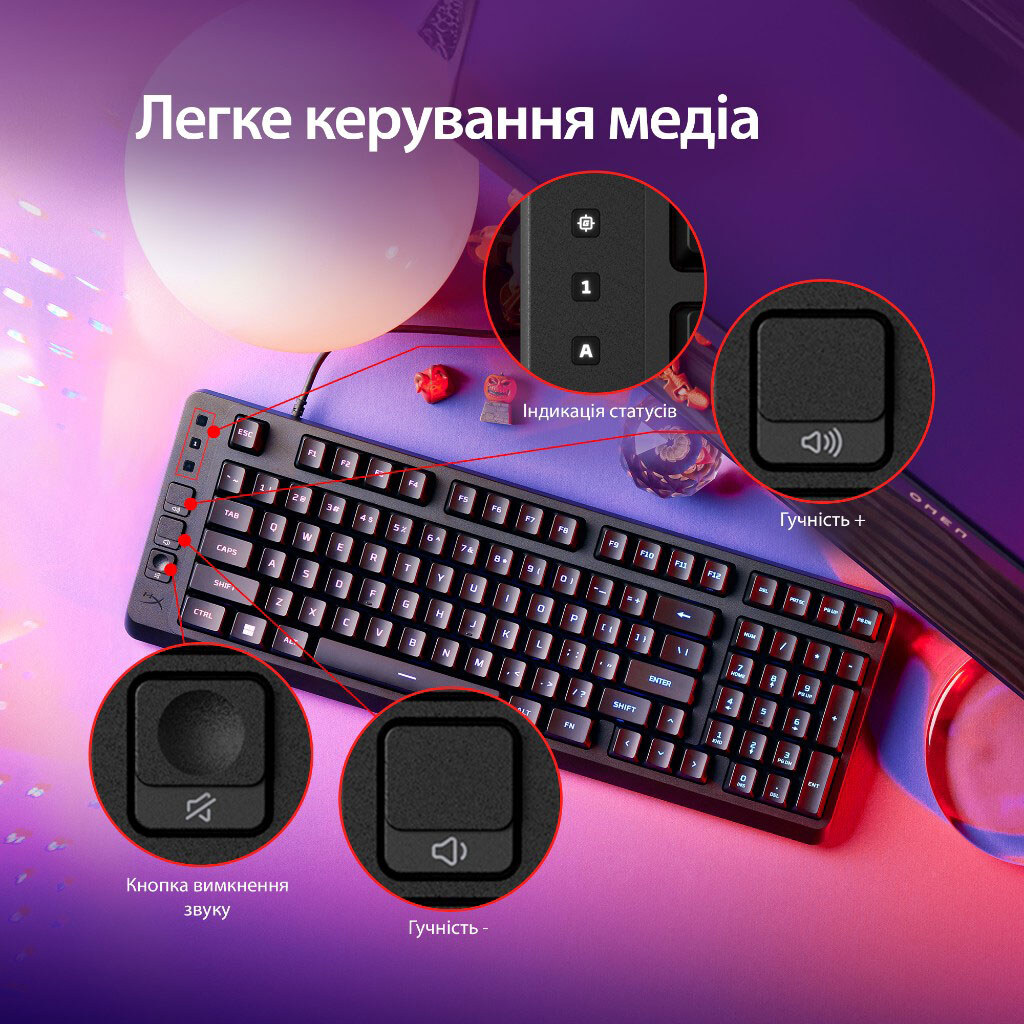 Клавіатура HyperX Eve 1800, Чорний - № 12 Клавіатура HyperX Eve 1800, Чорний - № 12