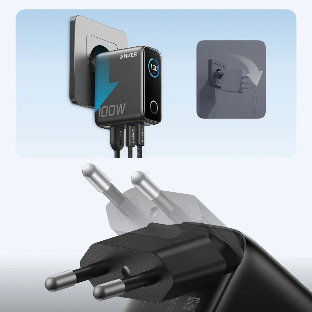 СЗУ Anker GaN Charger B121BGZ1, С кабелем, Type-C, 1.5 м., Черный - № 3 СЗУ Anker GaN Charger B121BGZ1, С кабелем, Type-C, 1.5 м., Черный - № 3