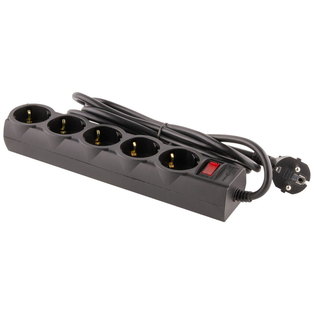 Сетевой удлинитель LogicPower LP-X5 Premium, 3.0 м., Черный - № 1 Сетевой удлинитель LogicPower LP-X5 Premium, 3.0 м., Черный - № 1