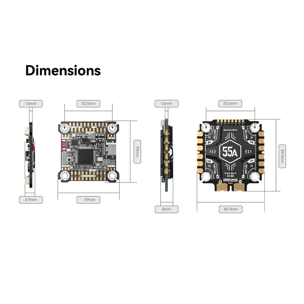 Полетный стек FPV SpeedyBee F405 V5 OX32 55A FCESC Stack - № 11 Полетный стек FPV SpeedyBee F405 V5 OX32 55A FCESC Stack - № 11