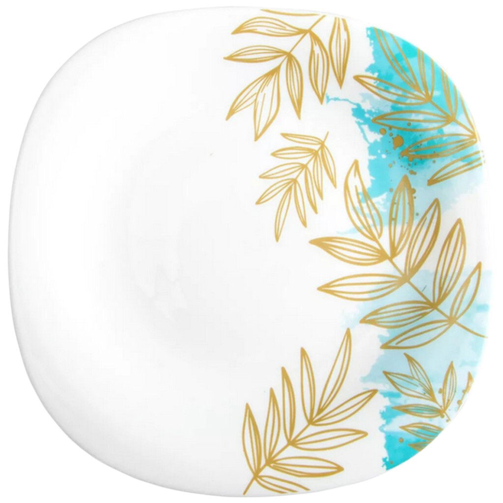 Тарелка десертная стеклянная Vittora Square Золотая ветка, d=215 мм - № 1 Тарелка десертная стеклянная Vittora Square Золотая ветка, d=215 мм - № 1