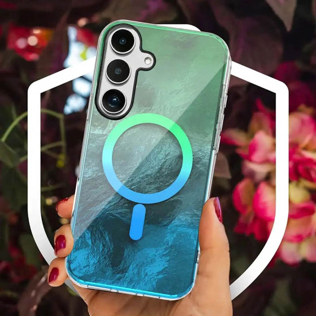 Чехол (накладка) Samsung Galaxy S26 Edge / Galaxy S26 Plus, Shiny Mountain, MagSafe, Green-Blue, Зеленый - № 2 Чехол (накладка) Samsung Galaxy S26 Edge / Galaxy S26 Plus, Shiny Mountain, MagSafe, Green-Blue, Зеленый - № 2