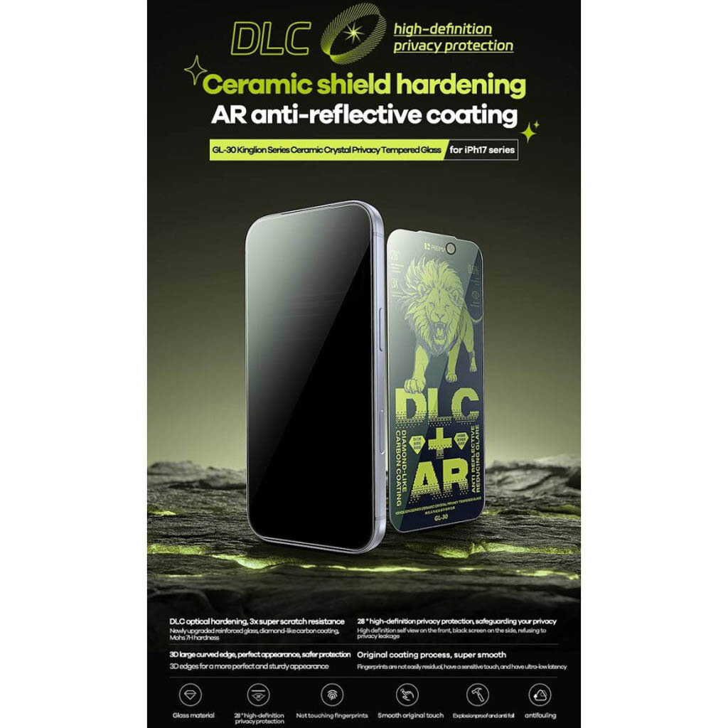 Защитное стекло Apple iPhone 17 Pro Max, Remax GL-30 Kinglion, Антишпион, Черный - № 4 Защитное стекло Apple iPhone 17 Pro Max, Remax GL-30 Kinglion, Антишпион, Черный - № 4