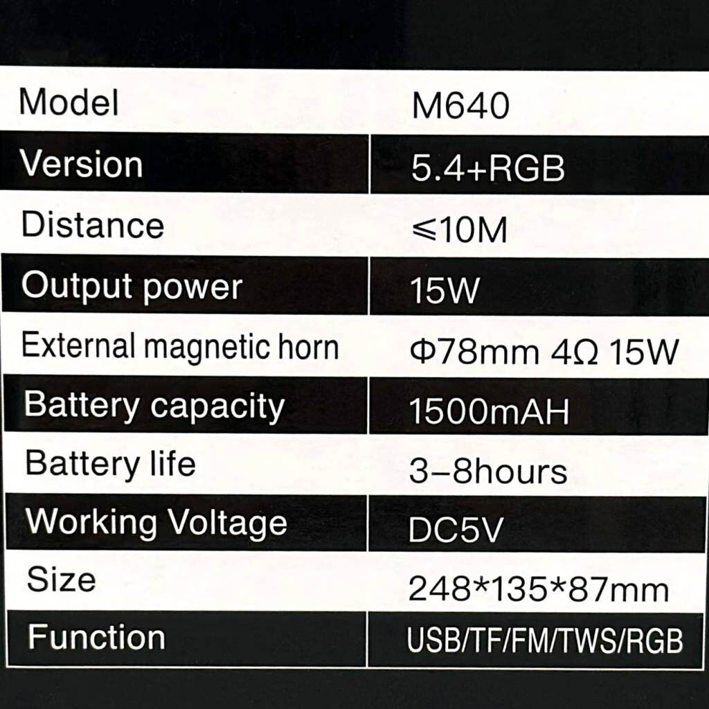 Портативная колонка M640, Черный - № 6 Портативная колонка M640, Черный - № 6