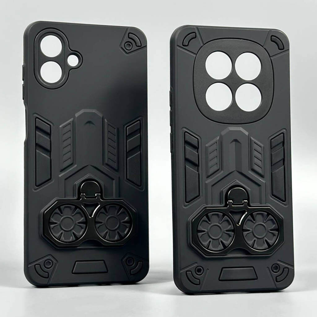 Чехол (накладка) Xiaomi Poco C85 / Redmi 15C, Armor Shield Ring Holder, Черный - № 4 Чехол (накладка) Xiaomi Poco C85 / Redmi 15C, Armor Shield Ring Holder, Черный - № 4
