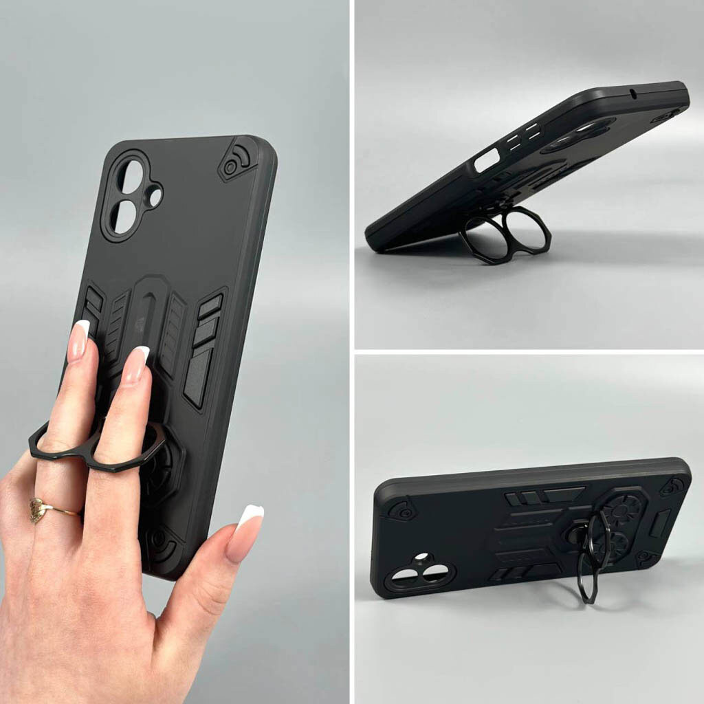 Чехол (накладка) Xiaomi Redmi Note 15, Armor Shield Ring Holder, Черный - № 3 Чехол (накладка) Xiaomi Redmi Note 15, Armor Shield Ring Holder, Черный - № 3