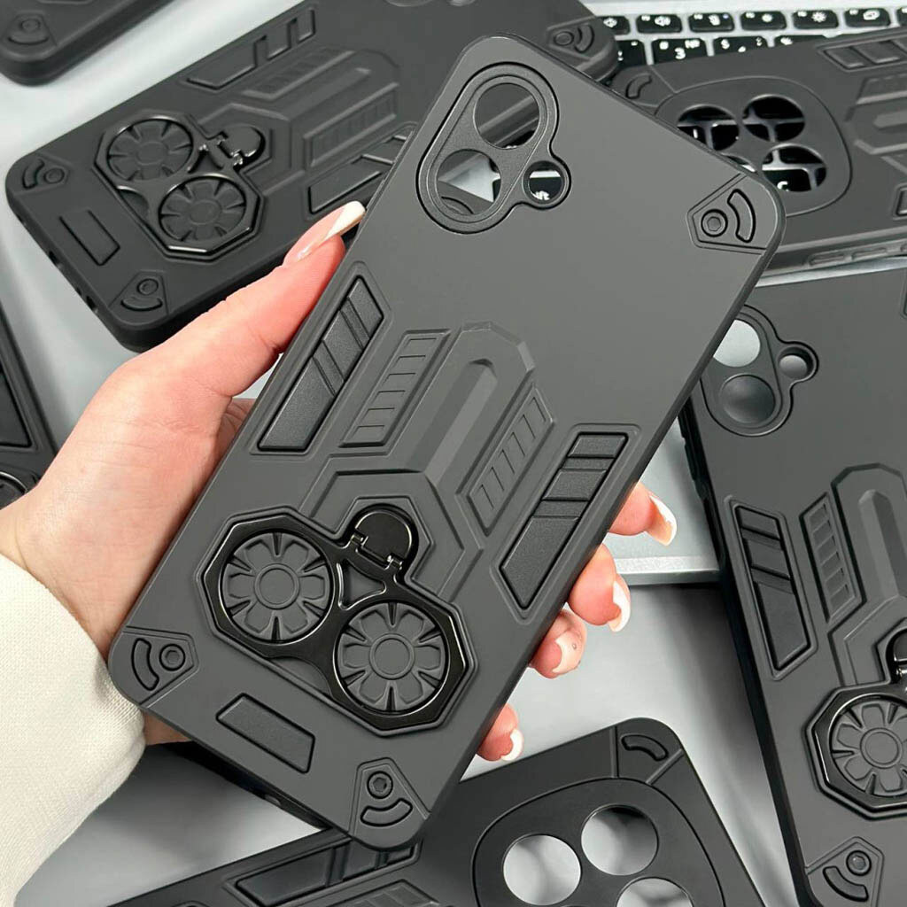 Чехол (накладка) Xiaomi Redmi Note 15 Pro, Armor Shield Ring Holder, Черный - № 7 Чехол (накладка) Xiaomi Redmi Note 15 Pro, Armor Shield Ring Holder, Черный - № 7