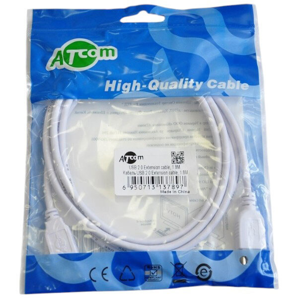 USB 2.0 удлинитель AM/AF, 1.8 м., Белый - № 2 USB 2.0 удлинитель AM/AF, 1.8 м., Белый - № 2