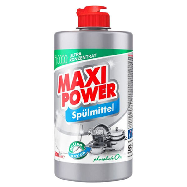 Средство для ручного мытья посуды Maxi Power "Платинум", 500мл, MAXI POWER - № 1 Средство для ручного мытья посуды Maxi Power "Платинум", 500мл, MAXI POWER - № 1