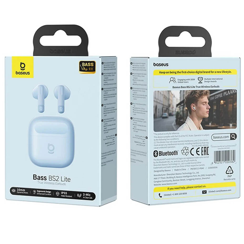 Bluetooth-гарнитура Baseus A0010A Bass BS2 Lite, Стерео, Синий - № 5 Bluetooth-гарнитура Baseus A0010A Bass BS2 Lite, Стерео, Синий - № 5