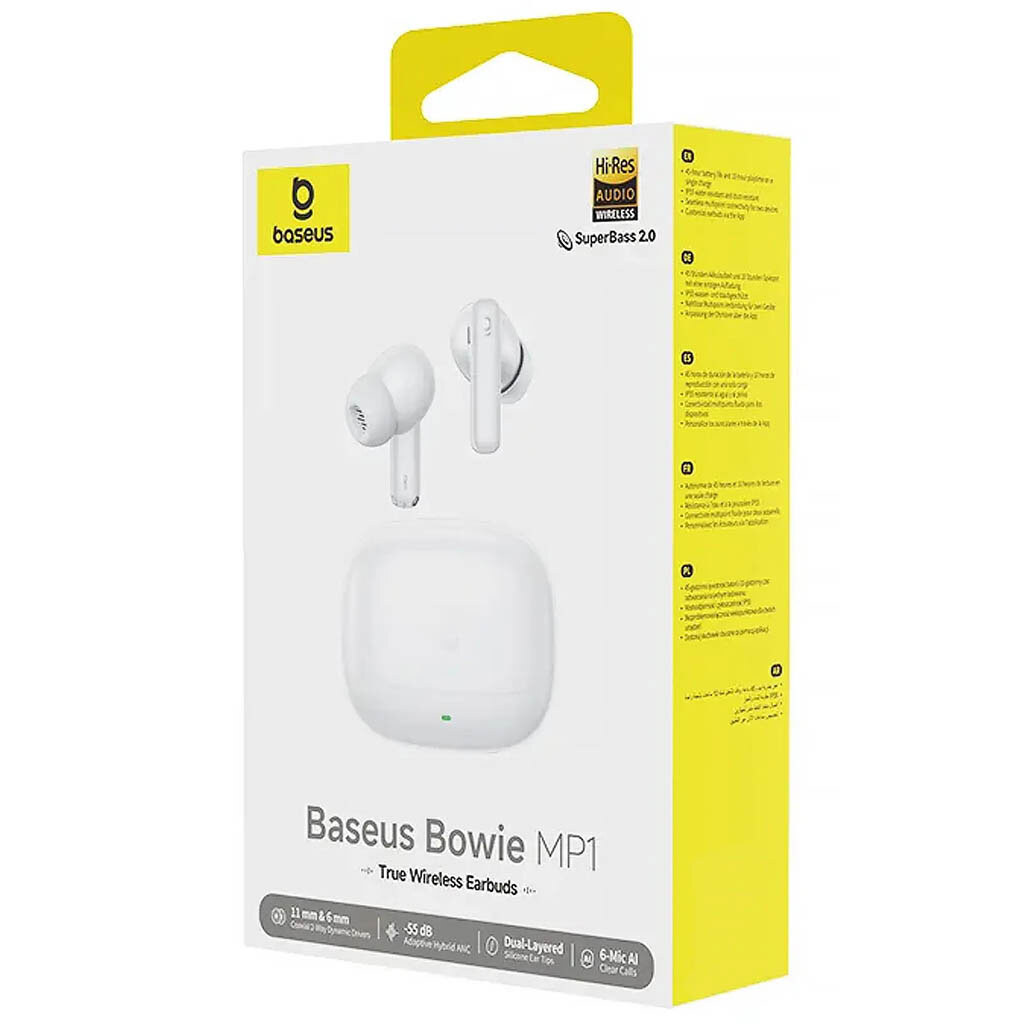 Bluetooth-гарнитура Baseus A00106 Bowie MP1, Стерео, Белый - № 4 Bluetooth-гарнитура Baseus A00106 Bowie MP1, Стерео, Белый - № 4