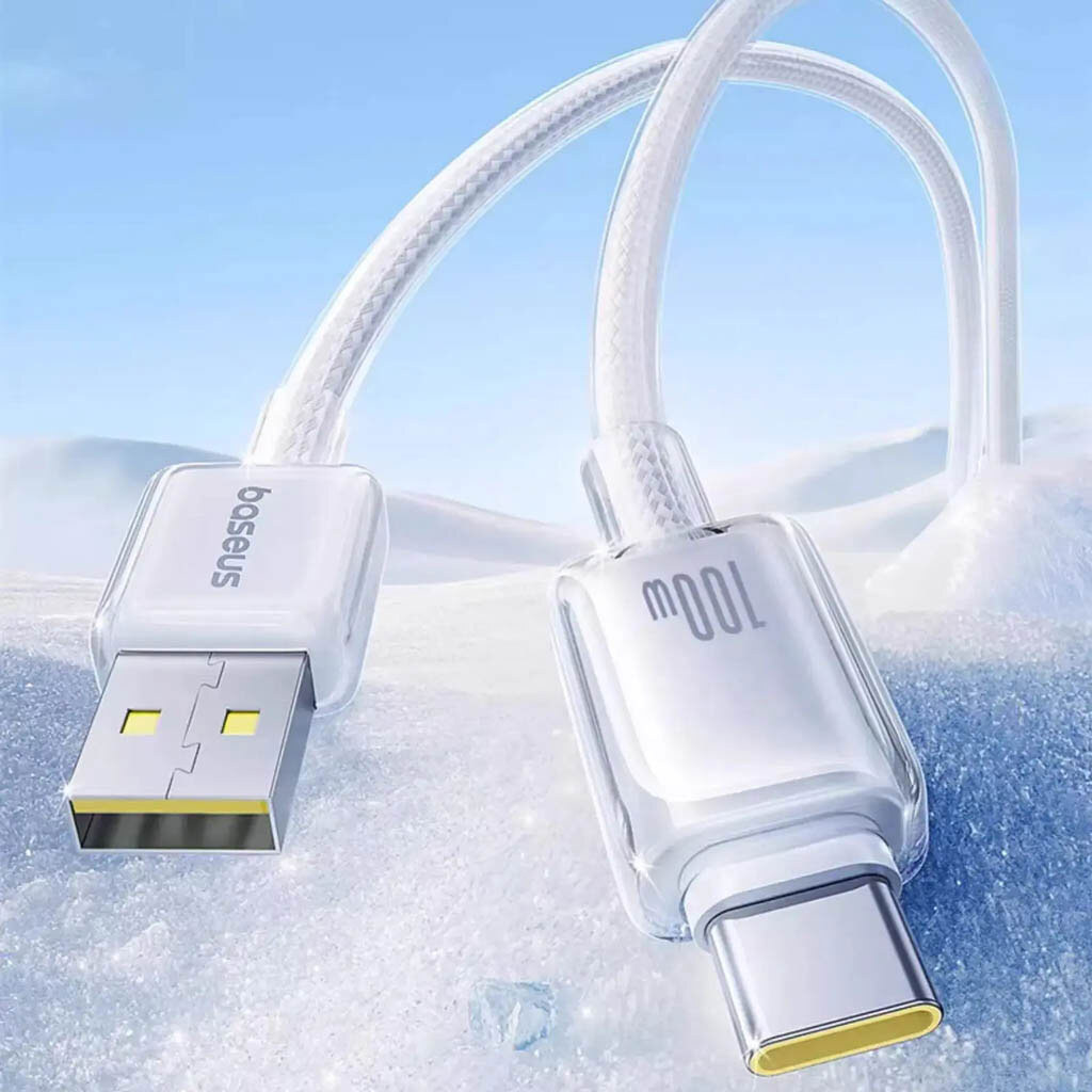 USB кабель Baseus E04279 Crystal, Type-C, 2.0 м., Белый - № 2 USB кабель Baseus E04279 Crystal, Type-C, 2.0 м., Белый - № 2
