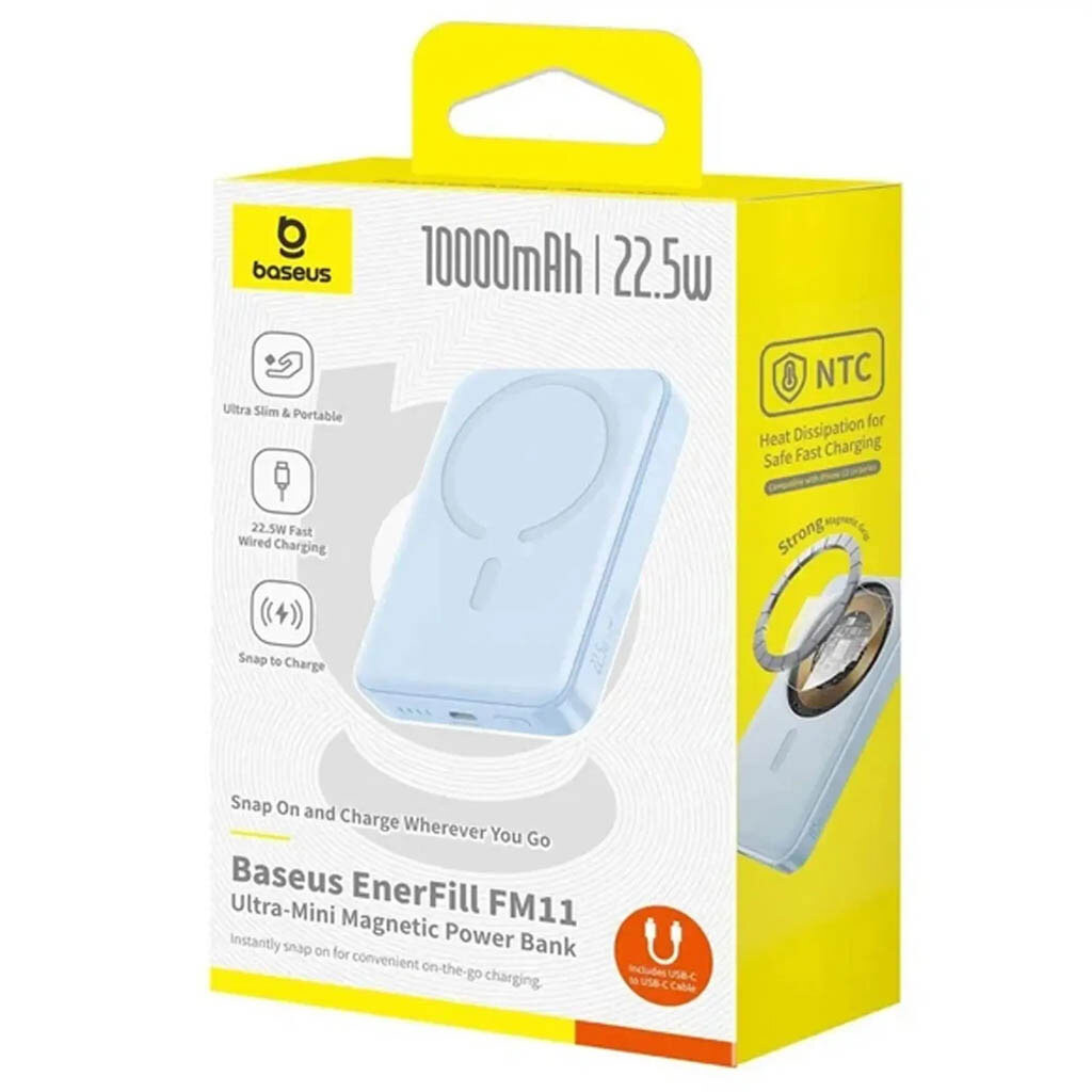 Портативная батарея (Power Bank) Baseus PPFM11-1022 EnerFill FM11 Ultra-Mini, 10000 mAh, Синий - № 6 Портативная батарея (Power Bank) Baseus PPFM11-1022 EnerFill FM11 Ultra-Mini, 10000 mAh, Синий - № 6
