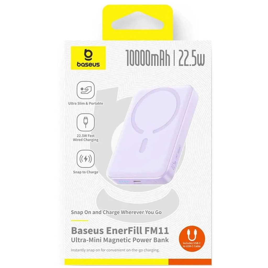 Портативная батарея (Power Bank) Baseus PPFM11-1022 EnerFill FM11 Ultra-Mini, 10000 mAh, Фиолетовый - № 6 Портативная батарея (Power Bank) Baseus PPFM11-1022 EnerFill FM11 Ultra-Mini, 10000 mAh, Фиолетовый - № 6
