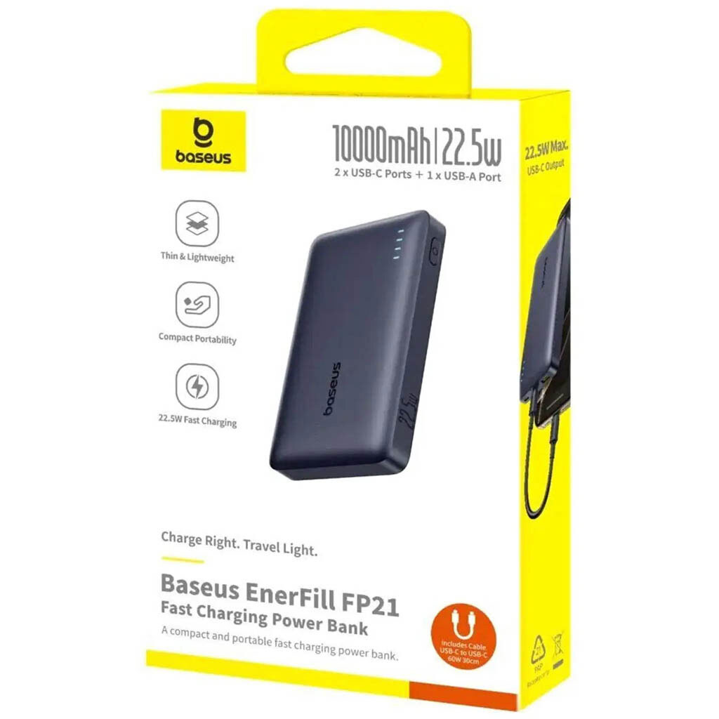 Портативная батарея (Power Bank) Baseus P1008210D213 EnerFill FP21, 10000 mAh, Черный - № 4 Портативная батарея (Power Bank) Baseus P1008210D213 EnerFill FP21, 10000 mAh, Черный - № 4