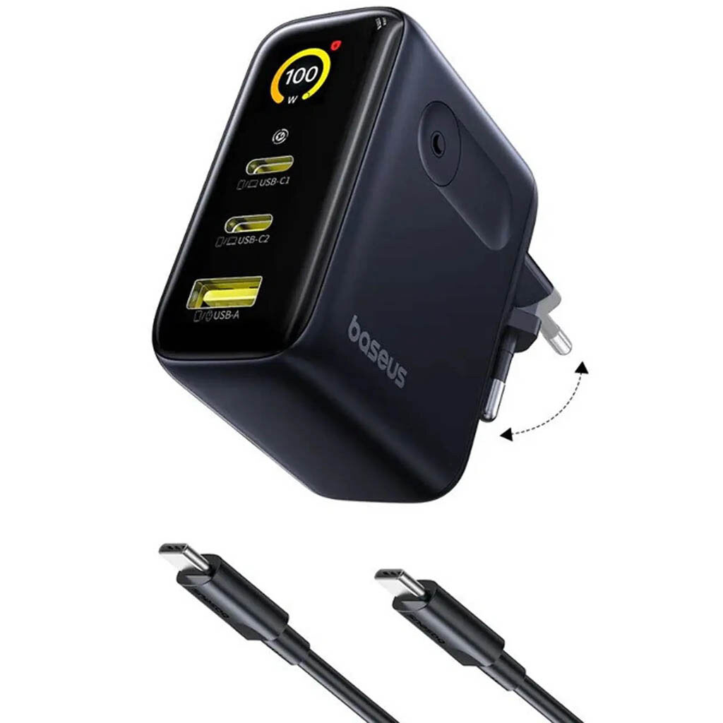 СЗУ Baseus E0121B PicoGo AE21, С кабелем, Type-C, Черный - № 4 СЗУ Baseus E0121B PicoGo AE21, С кабелем, Type-C, Черный - № 4