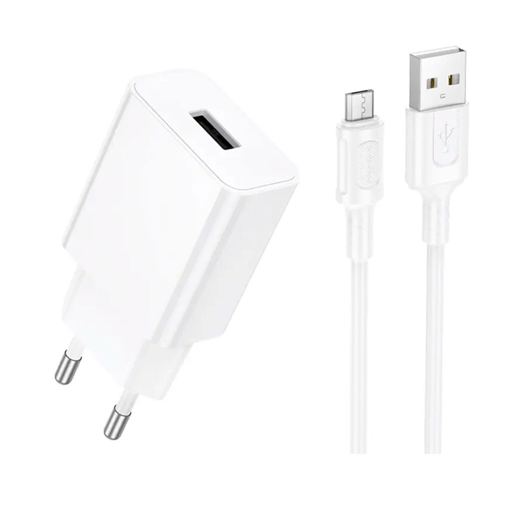 СЗУ Borofone BA110A Lemi, С кабелем, MicroUSB, Белый - № 1 СЗУ Borofone BA110A Lemi, С кабелем, MicroUSB, Белый - № 1