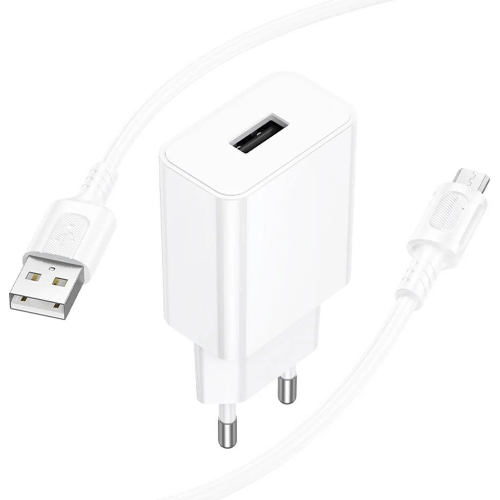 СЗУ Borofone BA110A Lemi, С кабелем, MicroUSB, Белый - № 4 СЗУ Borofone BA110A Lemi, С кабелем, MicroUSB, Белый - № 4