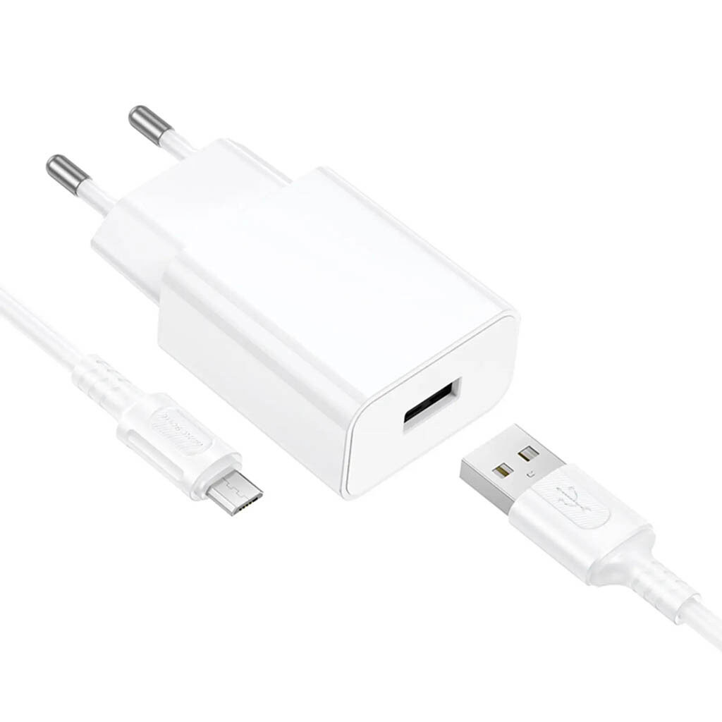 СЗУ Borofone BA110A Lemi, С кабелем, MicroUSB, Белый - № 5 СЗУ Borofone BA110A Lemi, С кабелем, MicroUSB, Белый - № 5