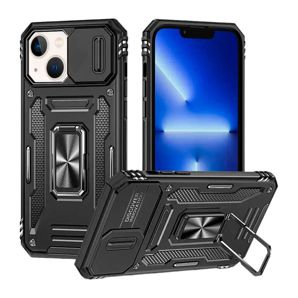 Чехол (накладка) Apple iPhone 15, Epik Camshield Army Ring, Черный - № 1 Чехол (накладка) Apple iPhone 15, Epik Camshield Army Ring, Черный - № 1