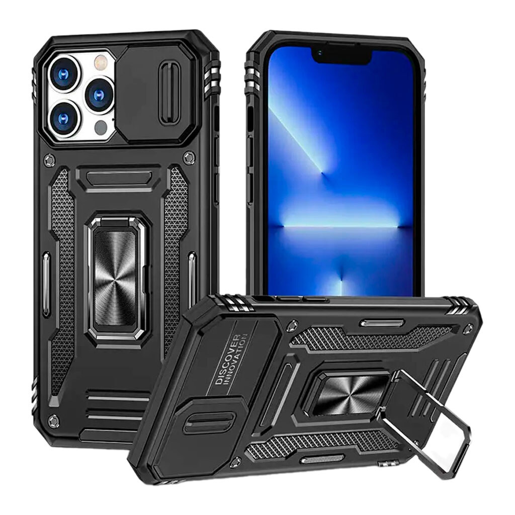 Чехол (накладка) Apple iPhone 16 Pro Max, Epik Camshield Army Ring, Черный - № 1 Чехол (накладка) Apple iPhone 16 Pro Max, Epik Camshield Army Ring, Черный - № 1