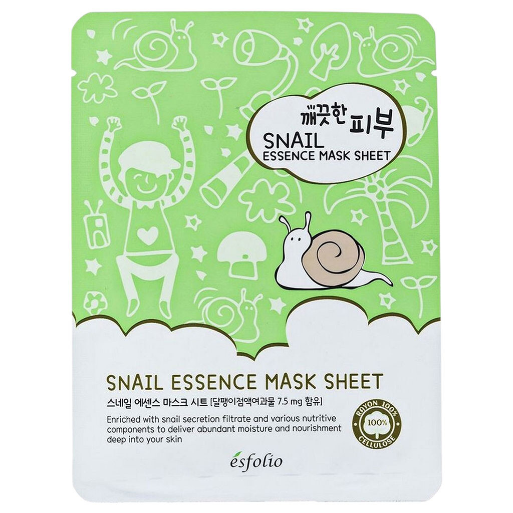 Маска для лица тканевая Esfolio Pure Skin с экстрактом слизи улитка, 25 мл - № 1 Маска для лица тканевая Esfolio Pure Skin с экстрактом слизи улитка, 25 мл - № 1