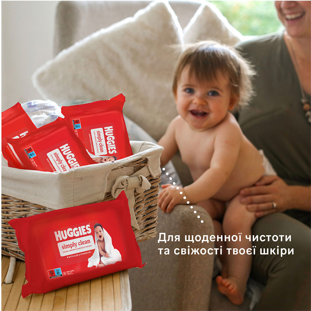 Салфетки влажные детские Huggies Simply Clean, 72 шт./уп. - № 8 Салфетки влажные детские Huggies Simply Clean, 72 шт./уп. - № 8