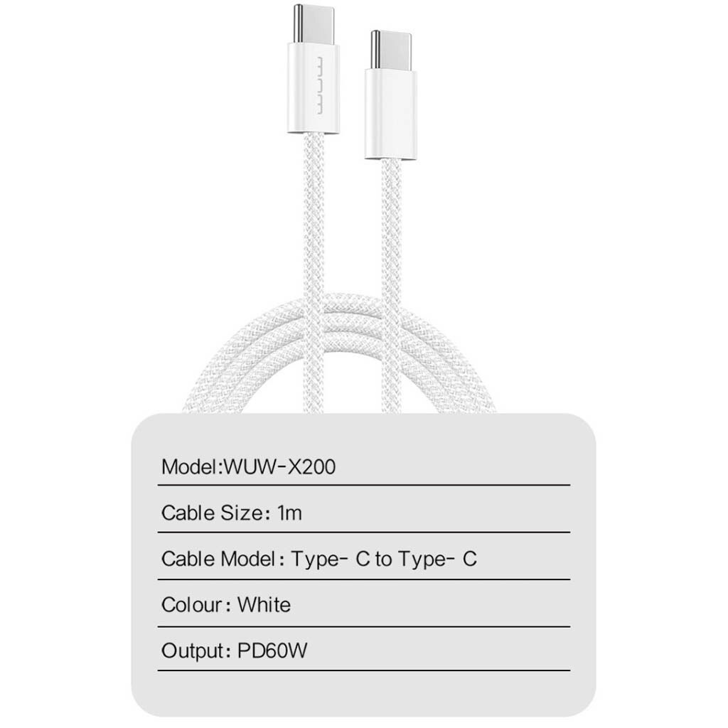 USB кабель WUW X200, Type-C, 1.0 м., Оранжевый - № 4 USB кабель WUW X200, Type-C, 1.0 м., Оранжевый - № 4
