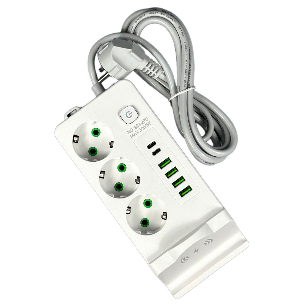 Сетевой удлинитель Power Socket 993-2PD, 2.0 м., Белый - № 1 Сетевой удлинитель Power Socket 993-2PD, 2.0 м., Белый - № 1