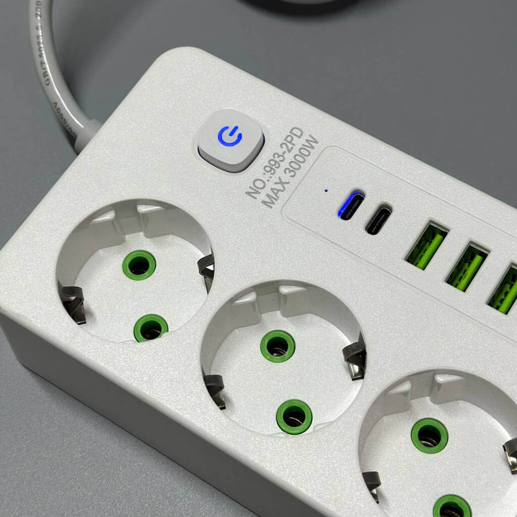 Сетевой удлинитель Power Socket 993-2PD, 2.0 м., Белый - № 5 Сетевой удлинитель Power Socket 993-2PD, 2.0 м., Белый - № 5