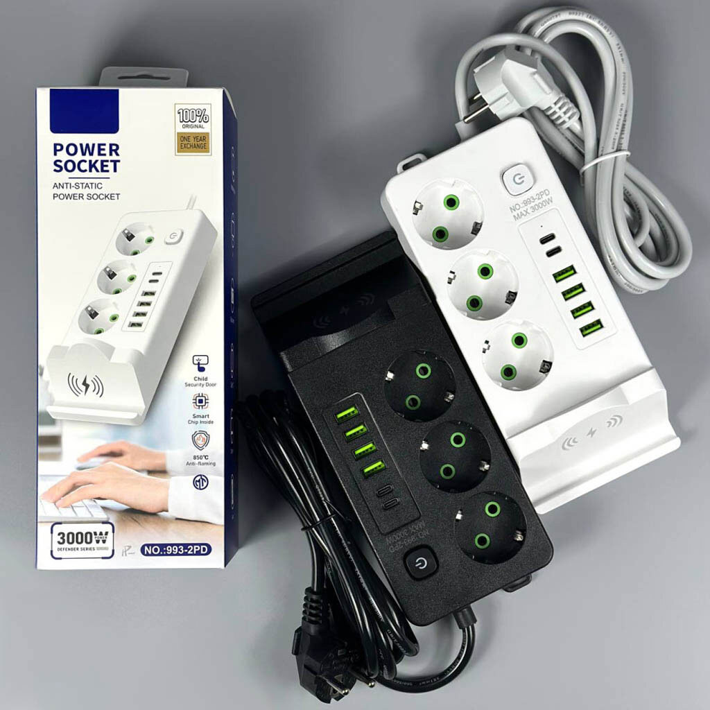 Сетевой удлинитель Power Socket 993-2PD, 2.0 м., Белый - № 8 Сетевой удлинитель Power Socket 993-2PD, 2.0 м., Белый - № 8