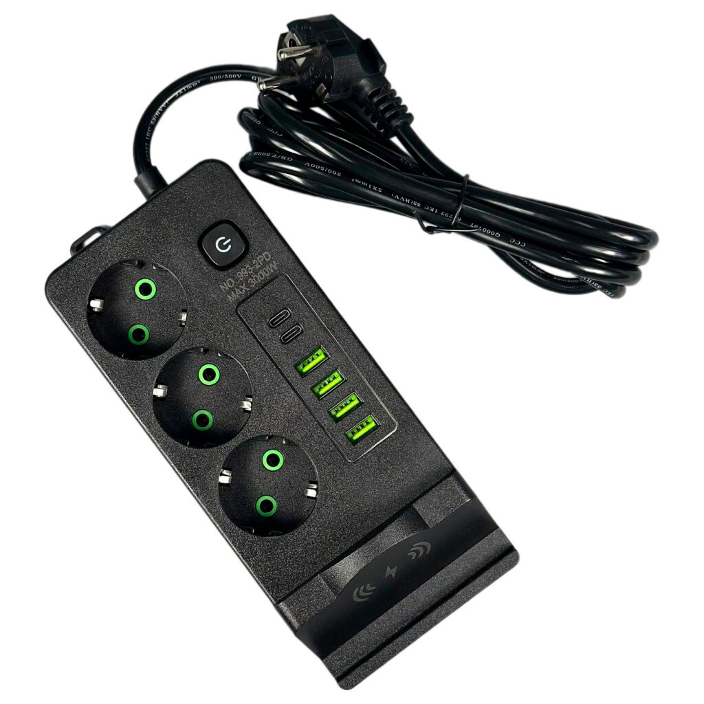 Подовжувач мережі Power Socket 993-2PD, 2.0 м., Чорний - № 1 Подовжувач мережі Power Socket 993-2PD, 2.0 м., Чорний - № 1