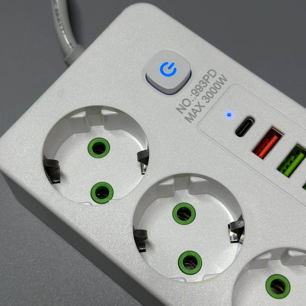 Сетевой удлинитель Power Socket 993PD, 2.0 м., Белый - № 5 Сетевой удлинитель Power Socket 993PD, 2.0 м., Белый - № 5