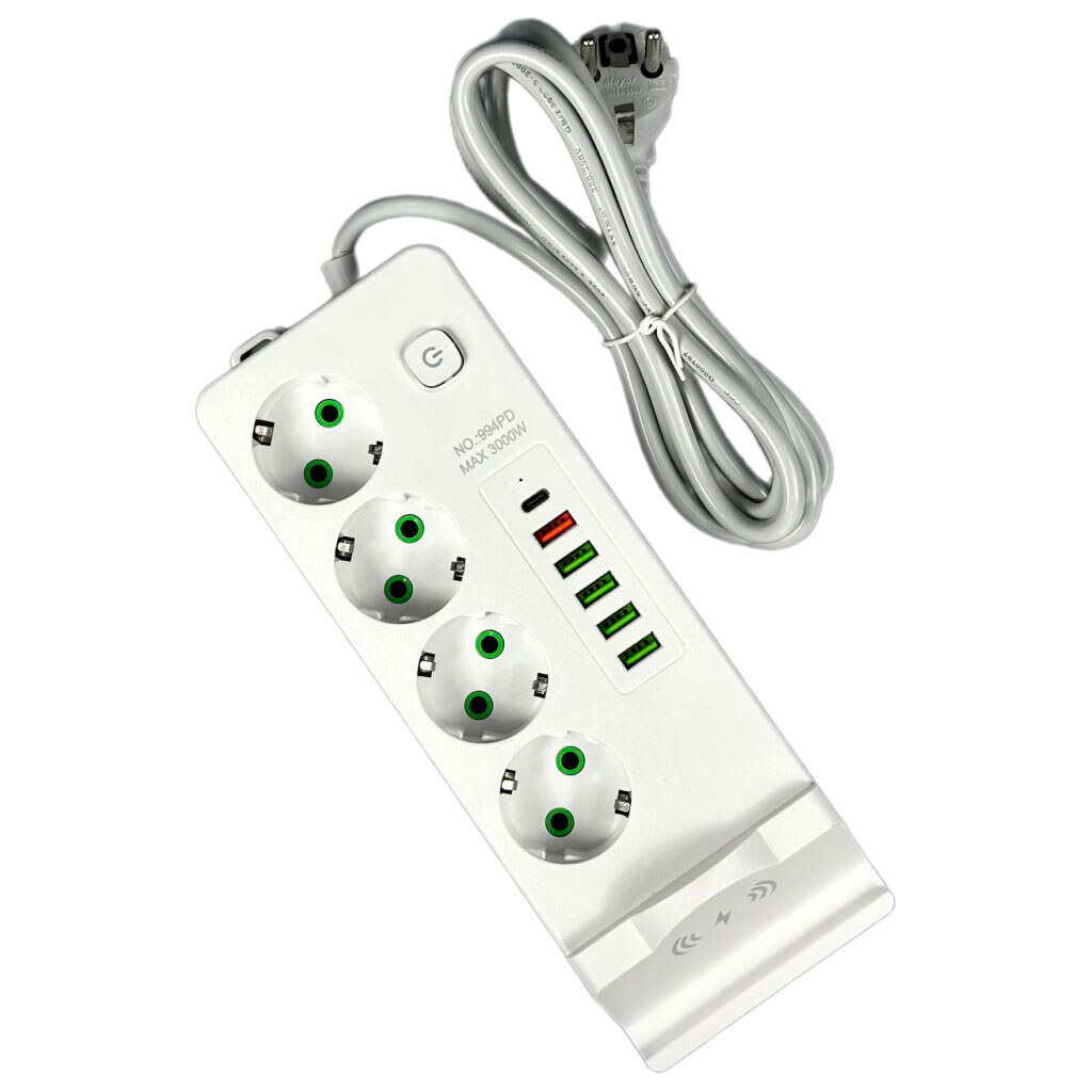 Сетевой удлинитель Power Socket 994PD, 2.0 м., Белый - № 1 Сетевой удлинитель Power Socket 994PD, 2.0 м., Белый - № 1