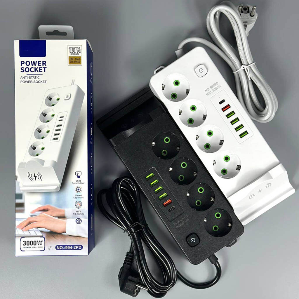Сетевой удлинитель Power Socket 994PD, 2.0 м., Белый - № 8 Сетевой удлинитель Power Socket 994PD, 2.0 м., Белый - № 8