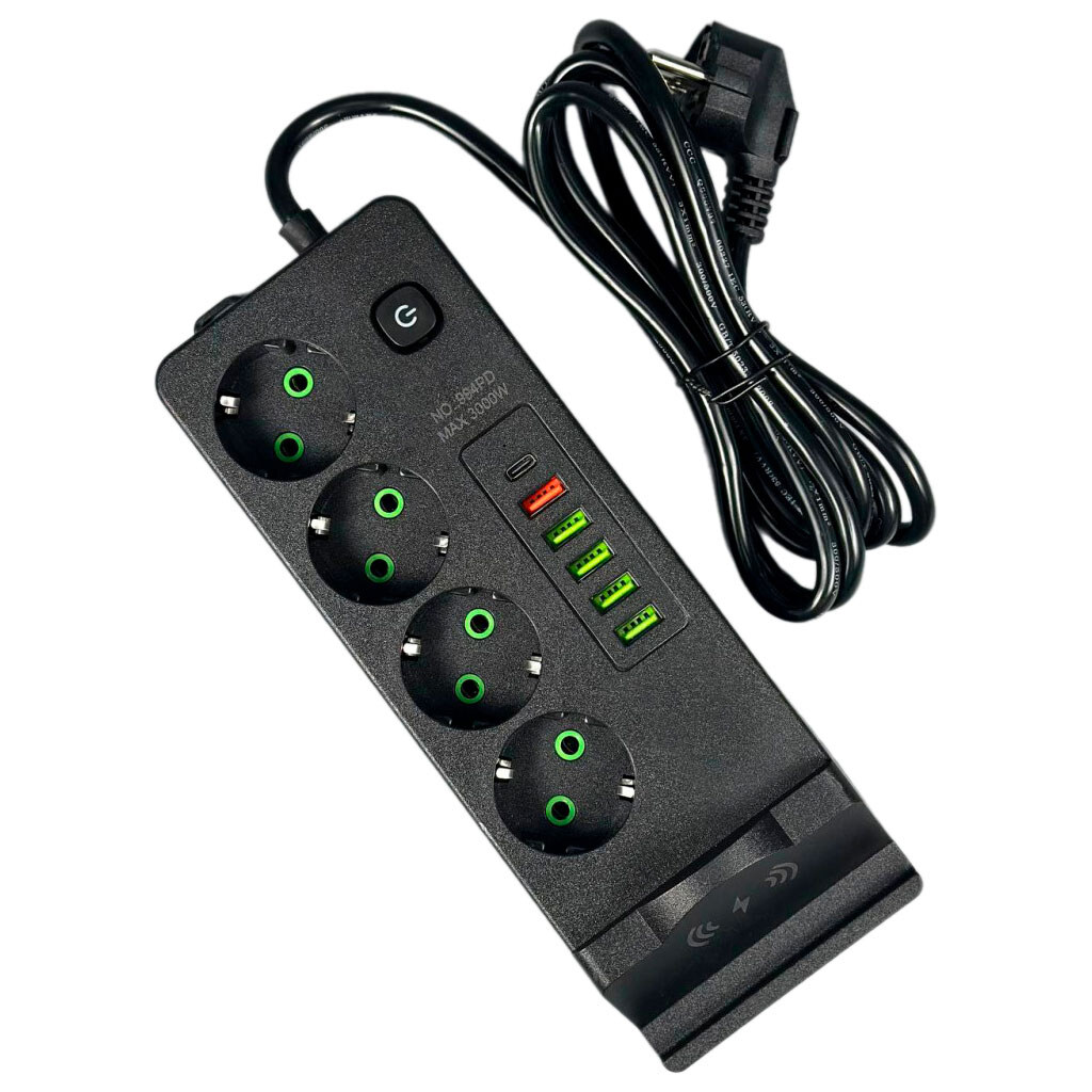 Сетевой удлинитель Power Socket 994PD, 2.0 м., Черный - № 1 Сетевой удлинитель Power Socket 994PD, 2.0 м., Черный - № 1