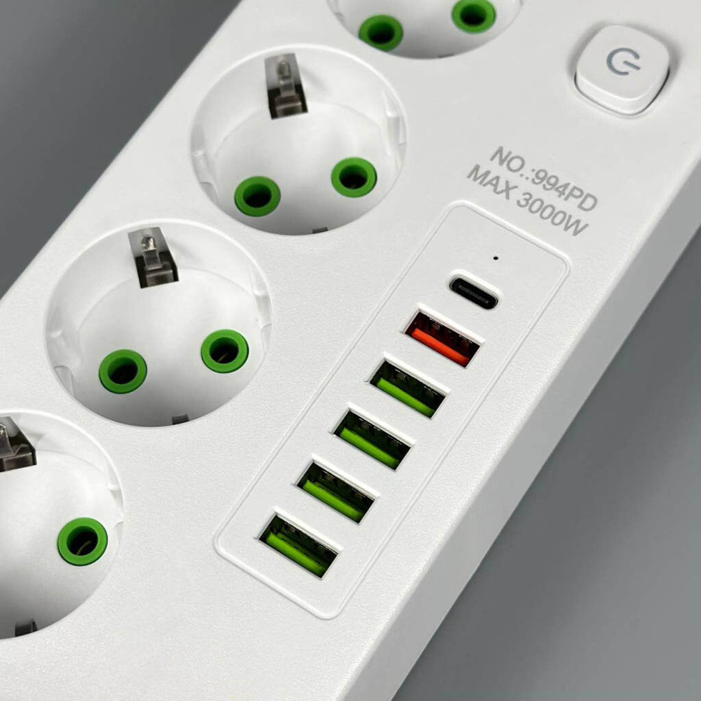 Сетевой удлинитель Power Socket 994PD, 2.0 м., Черный - № 3 Сетевой удлинитель Power Socket 994PD, 2.0 м., Черный - № 3