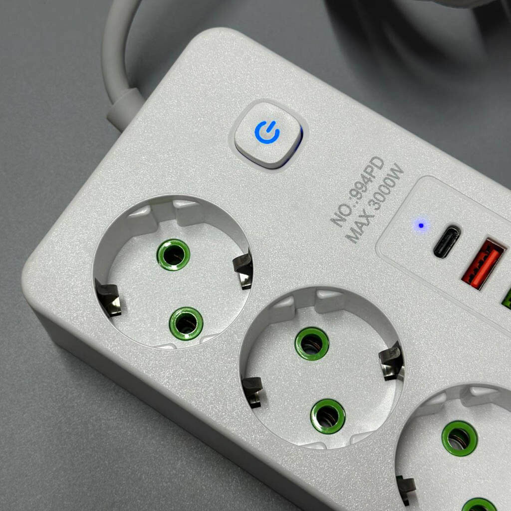 Сетевой удлинитель Power Socket 994PD, 2.0 м., Черный - № 5 Сетевой удлинитель Power Socket 994PD, 2.0 м., Черный - № 5