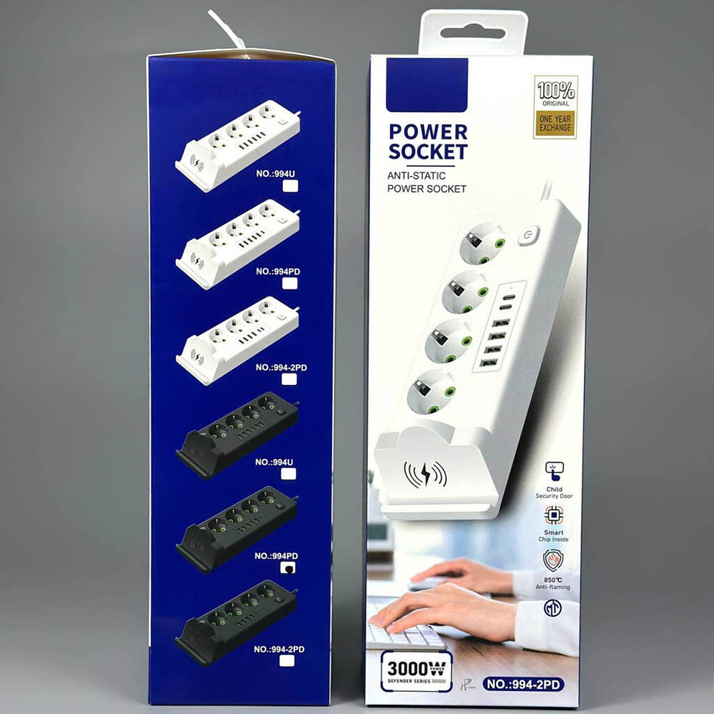 Сетевой удлинитель Power Socket 994PD, 2.0 м., Черный - № 7 Сетевой удлинитель Power Socket 994PD, 2.0 м., Черный - № 7