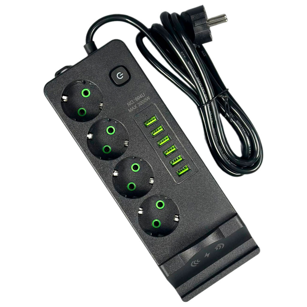 Сетевой удлинитель Power Socket 994U, 2.0 м., Черный - № 1 Сетевой удлинитель Power Socket 994U, 2.0 м., Черный - № 1