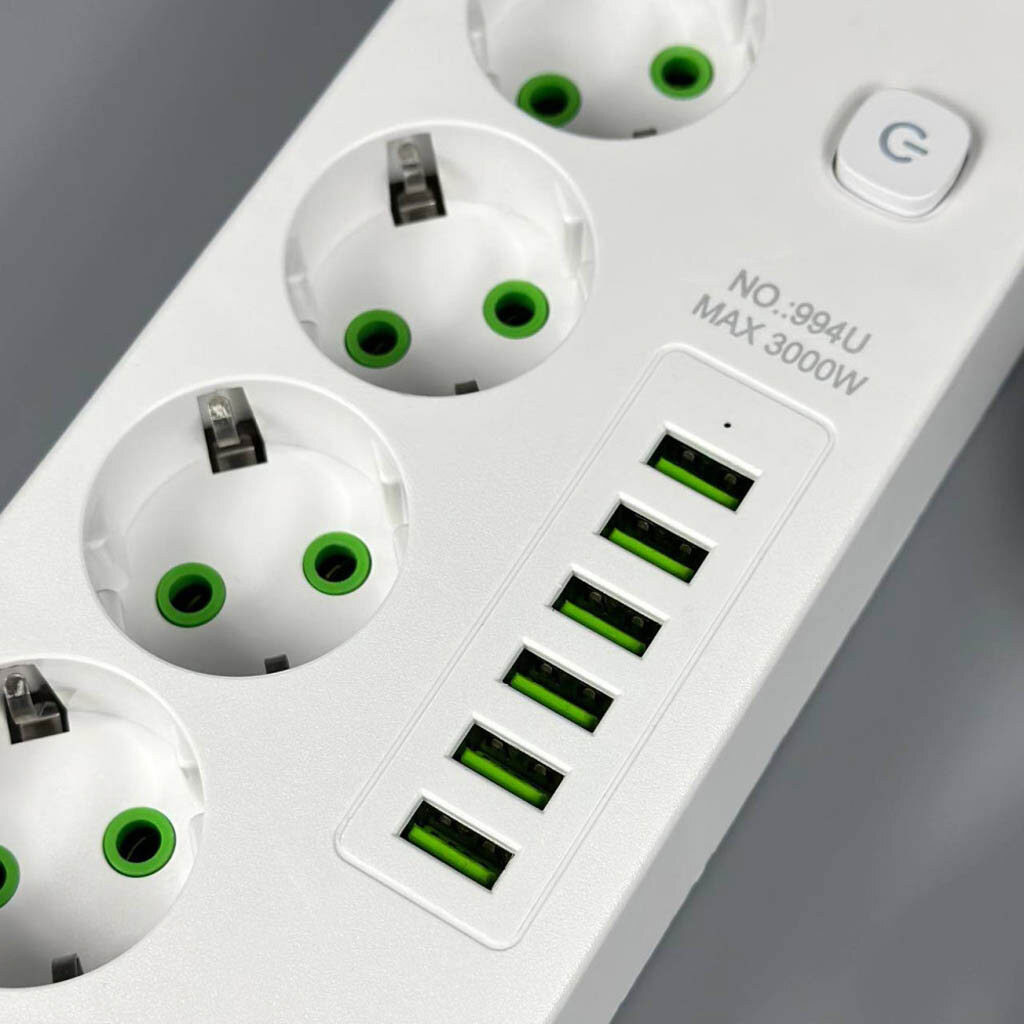 Сетевой удлинитель Power Socket 994U, 2.0 м., Черный - № 3 Сетевой удлинитель Power Socket 994U, 2.0 м., Черный - № 3