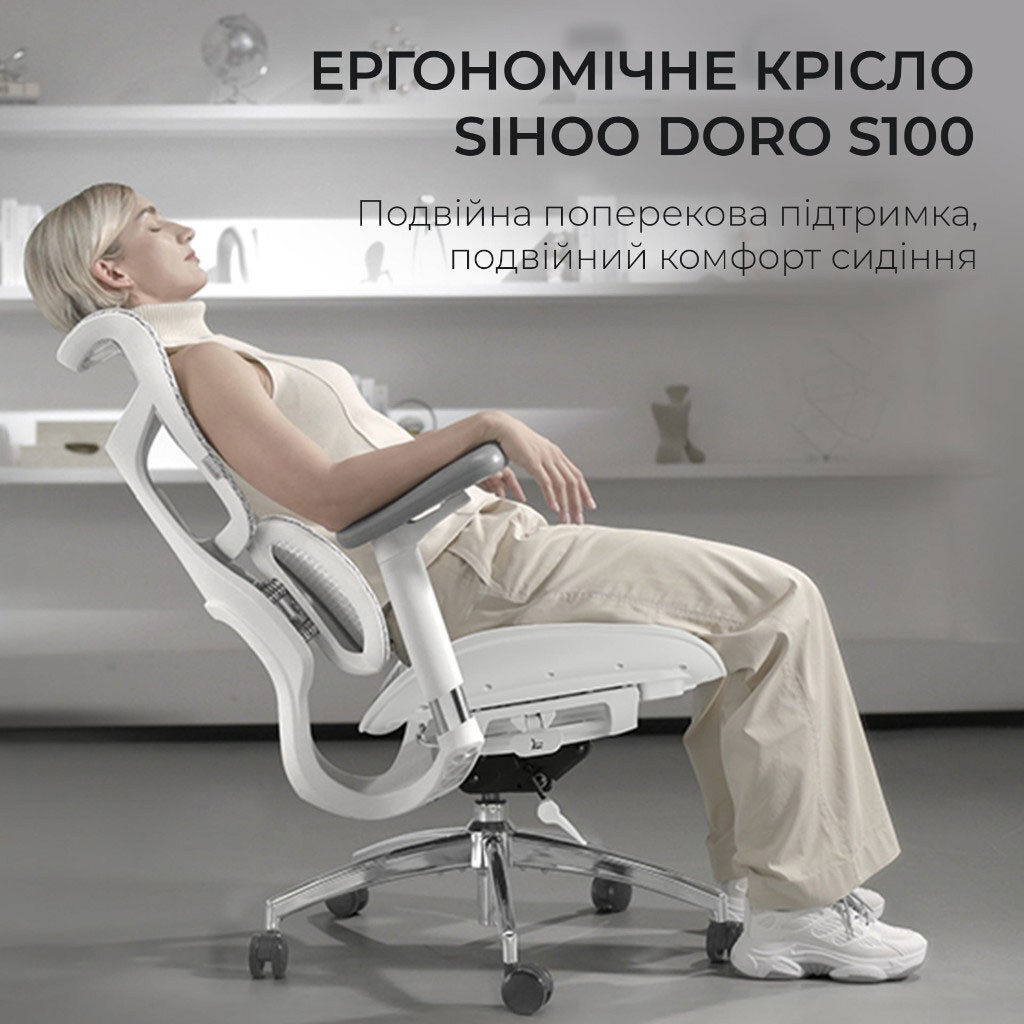 Офисное кресло Sihoo Doro S100 Mesh, Белый - № 7 Офисное кресло Sihoo Doro S100 Mesh, Белый - № 7