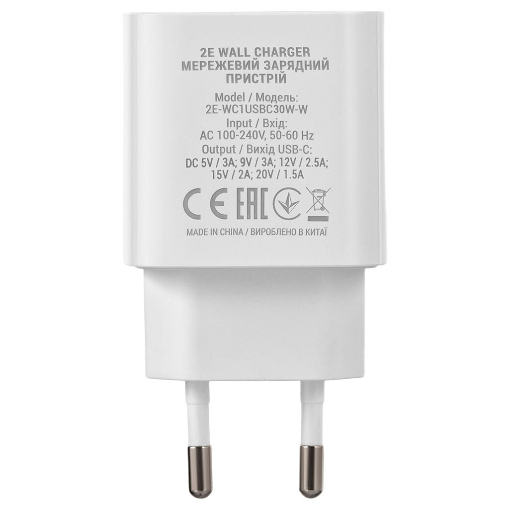 СЗУ 2E 2E-WC1USBC30W-W, 3.0 A, Белый - № 4 СЗУ 2E 2E-WC1USBC30W-W, 3.0 A, Белый - № 4