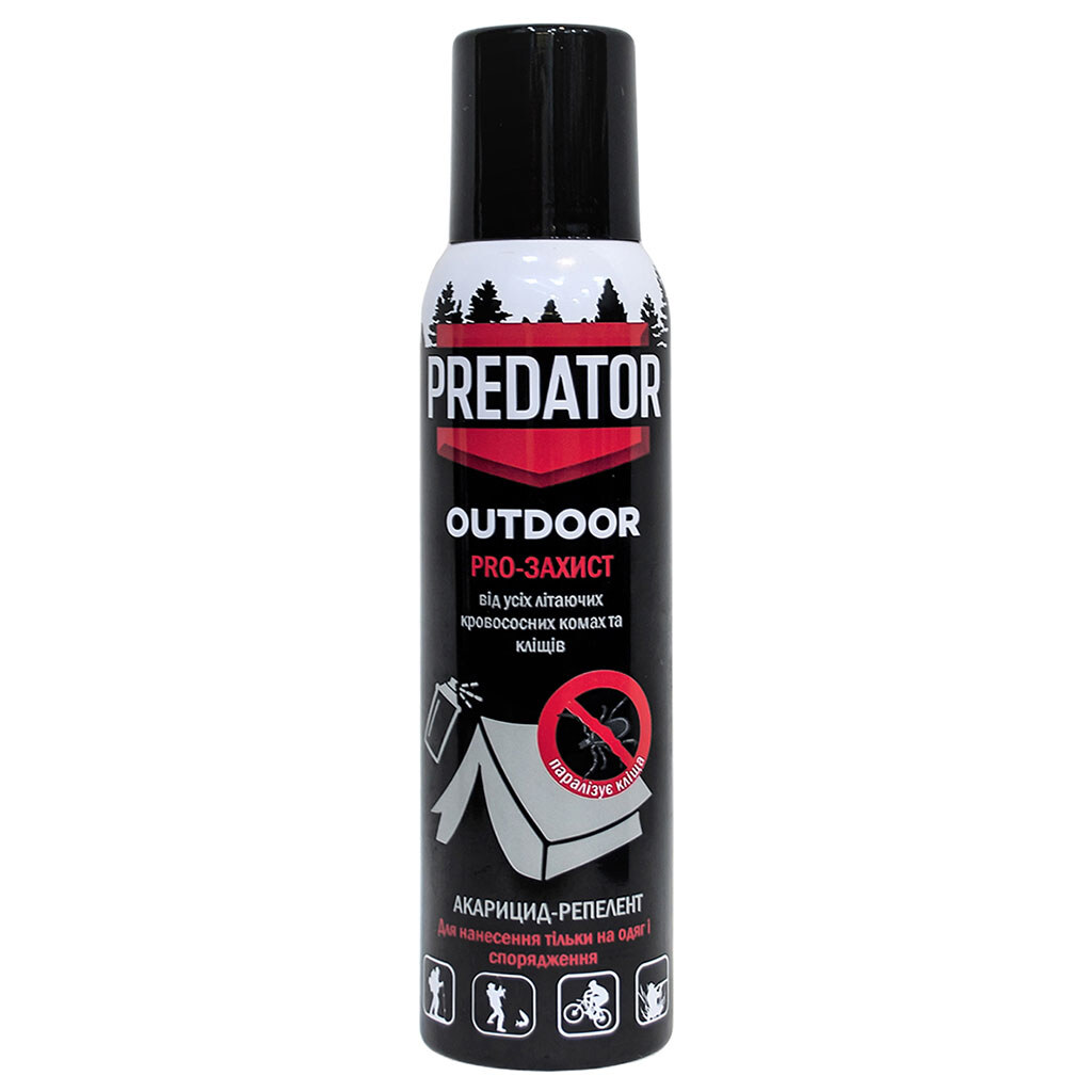 Средство репеллентное от клещей, пожилых комаров PREDATOR Outdoor, аэрозоль 150 мл - № 1 Средство репеллентное от клещей, пожилых комаров PREDATOR Outdoor, аэрозоль 150 мл - № 1