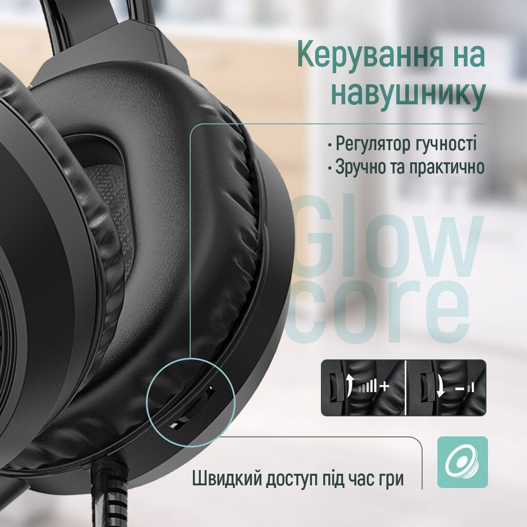Наушники СolorWay GlowCore RGB, С микрофоном, Черный - № 6 Наушники СolorWay GlowCore RGB, С микрофоном, Черный - № 6
