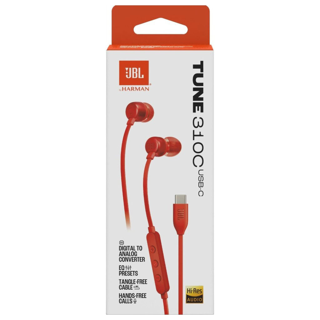 Гарнитура JBL Tune 310C, С микрофоном, Красный - № 8 Гарнитура JBL Tune 310C, С микрофоном, Красный - № 8